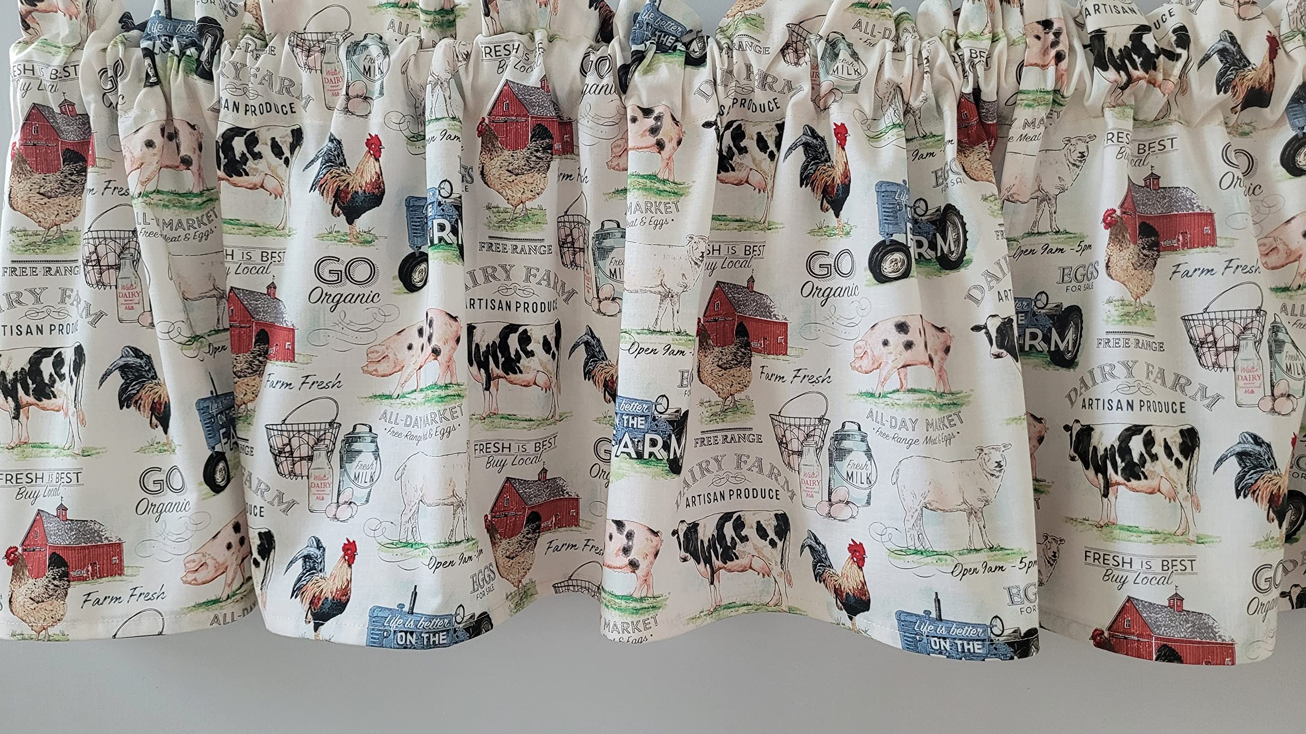 Country Farmhouse curtain featuring farm animals for kitchen