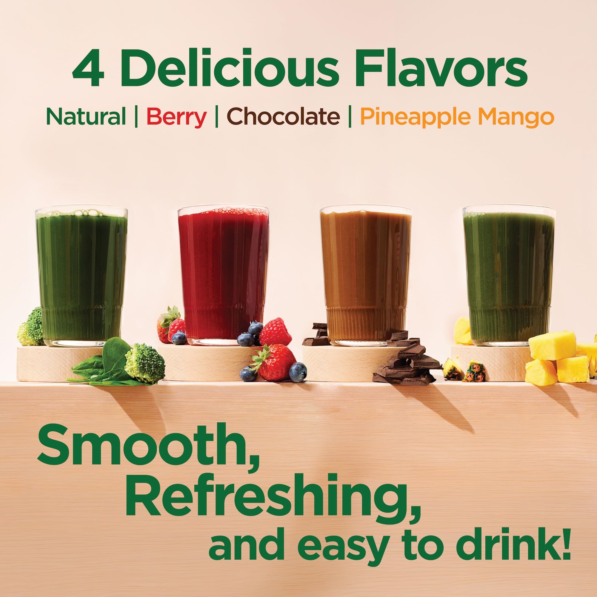 Fruits and vegetables included in super greens mix