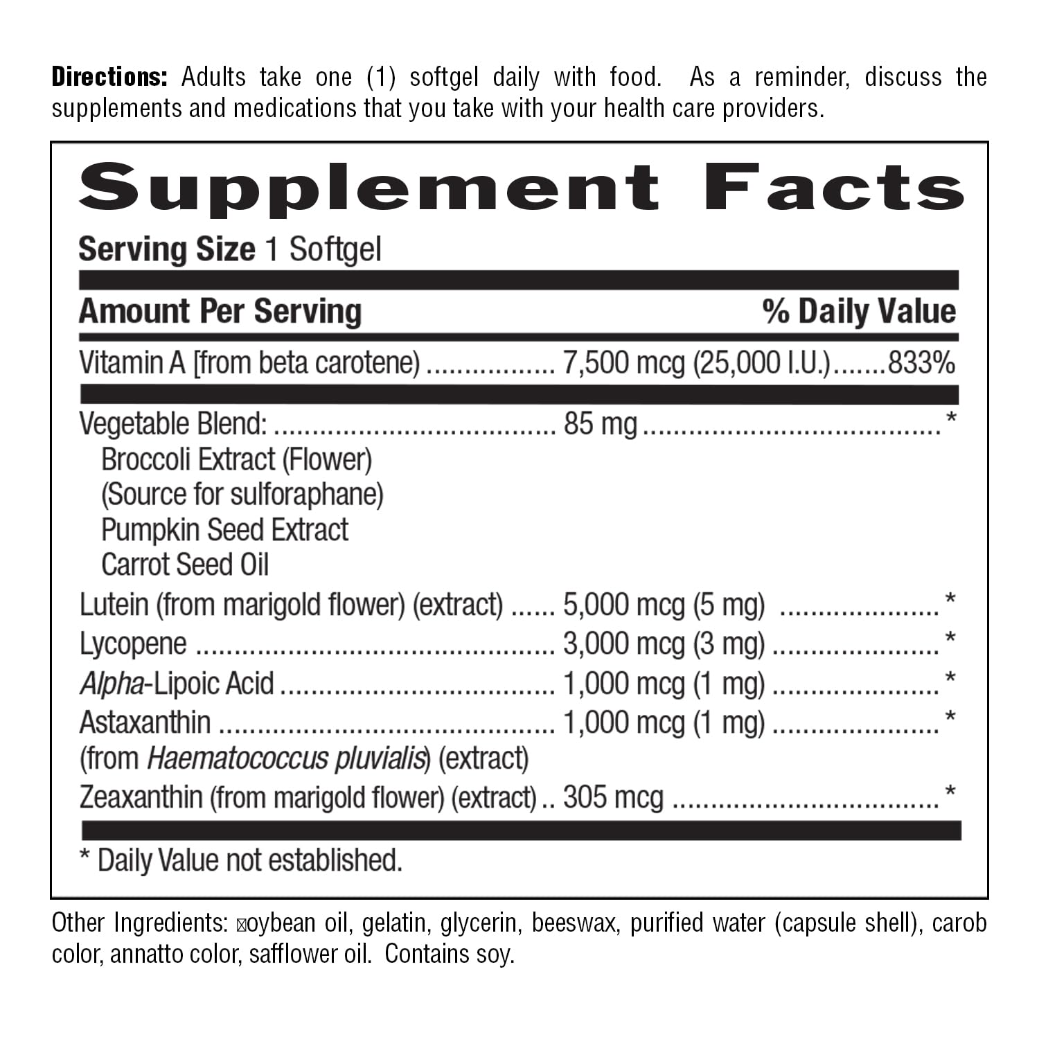 Alpha-lipoic acid antioxidant in the formula
