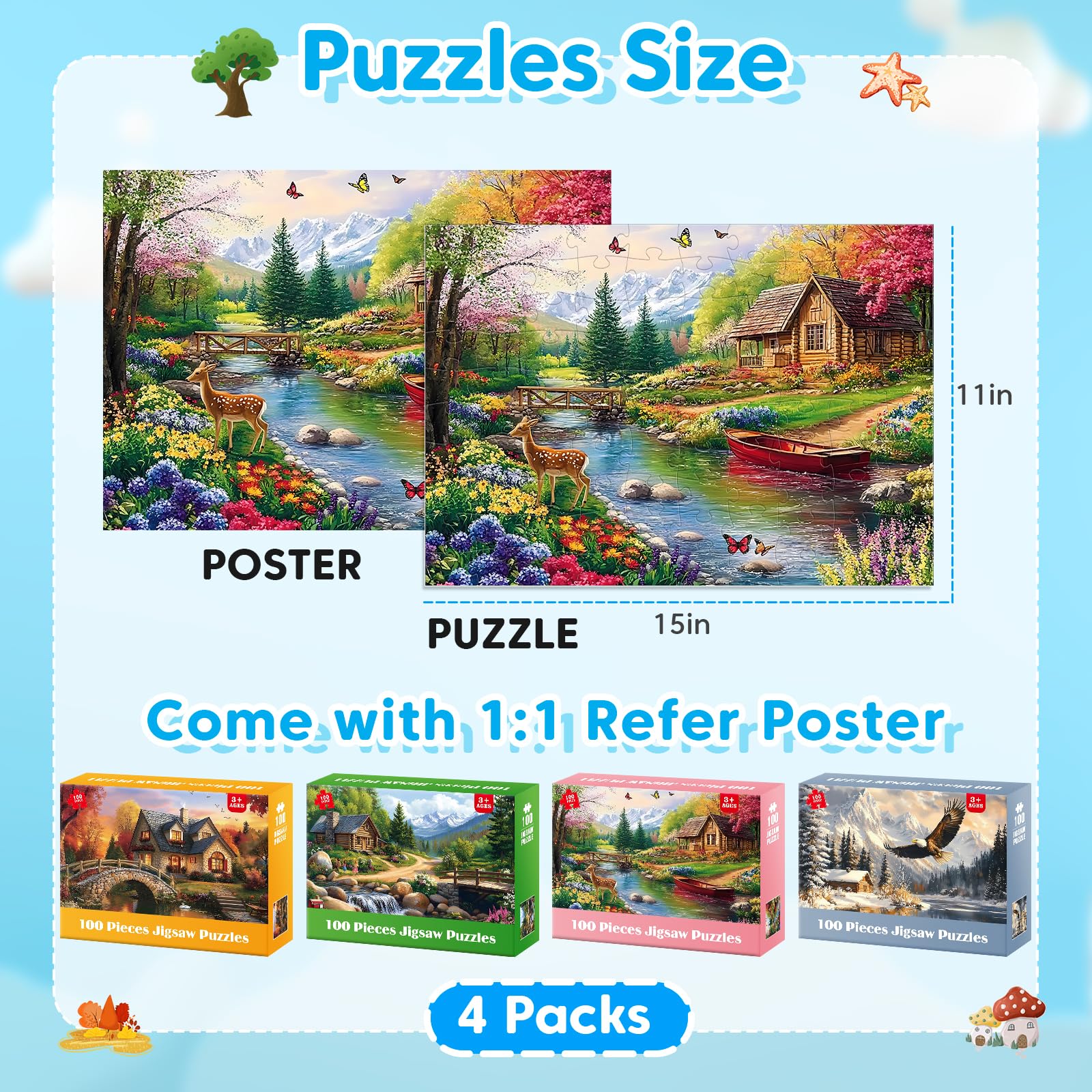 Country Life themed 100-piece puzzles for families