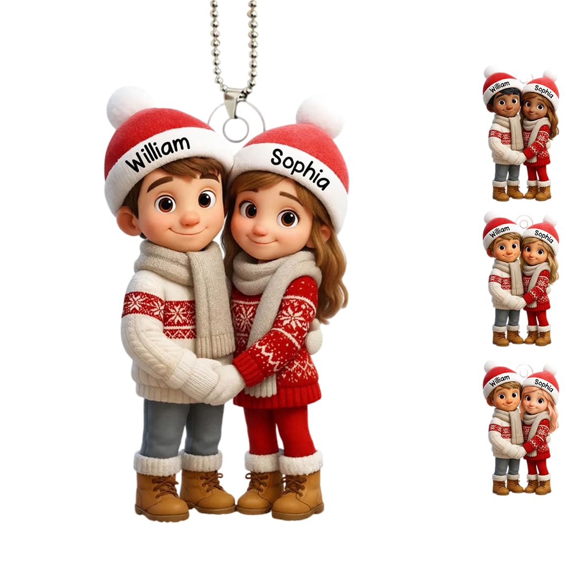 Couple Hug acrylic car ornament with customizable design