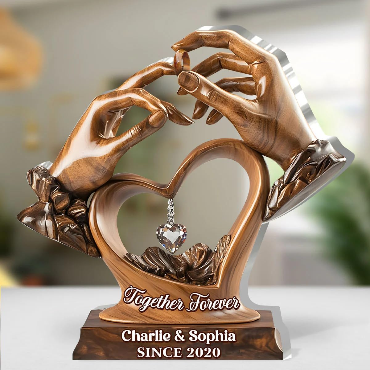 Crystal-clear acrylic plaque with polished edges ready to personalize