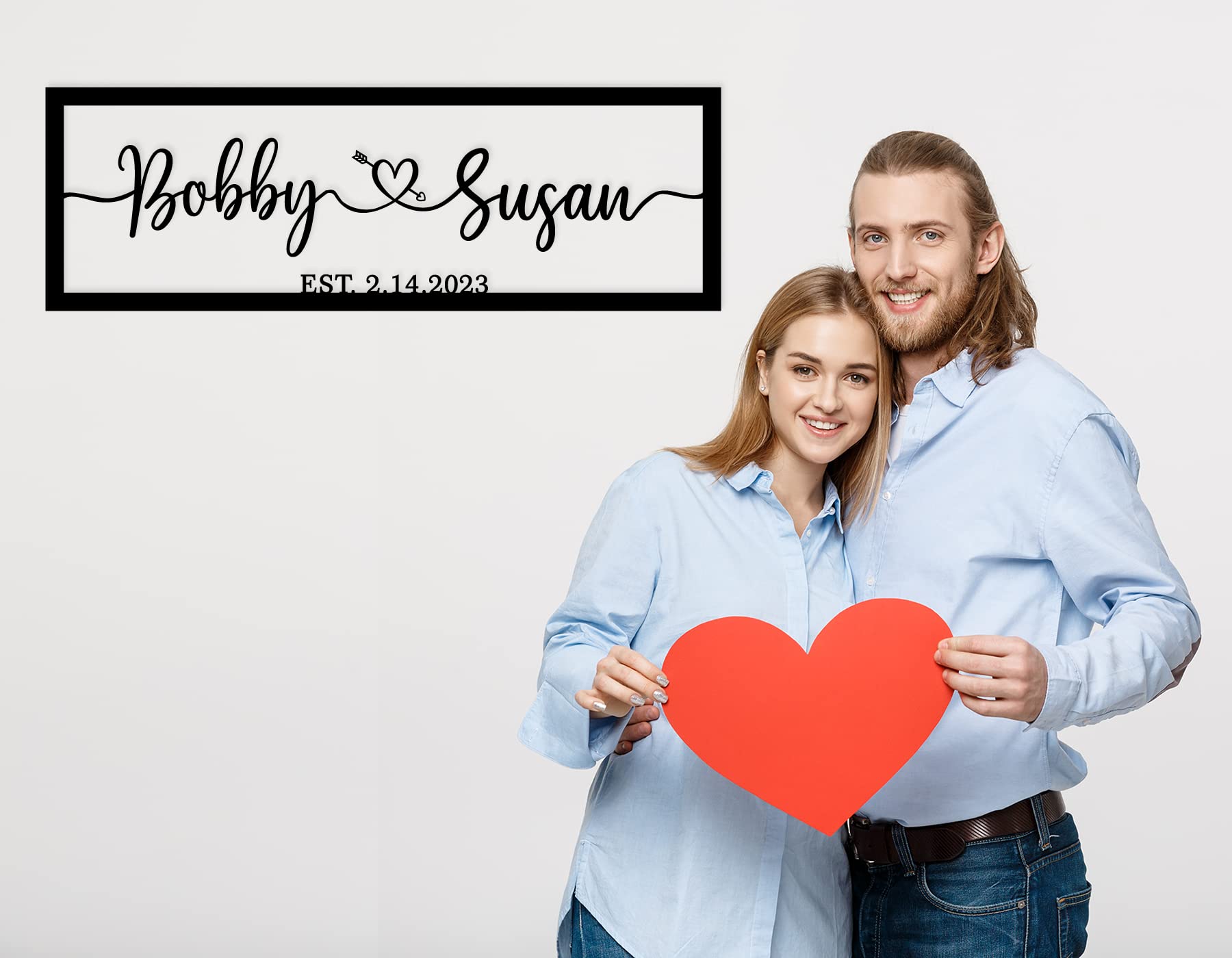 Couple names heart sign for master bedroom