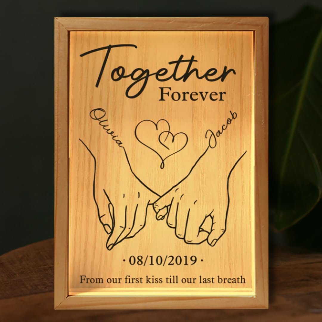 Personalized names and dates on frame light box