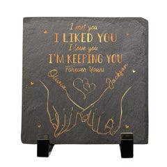 Couple personalized square stone with stand for anniversary gift