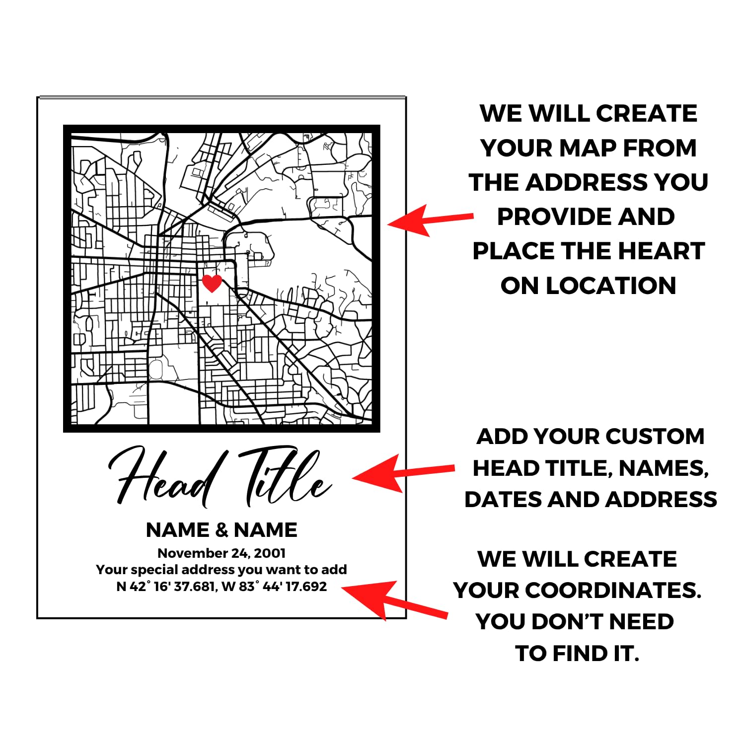 Couples map birthday gift decor
