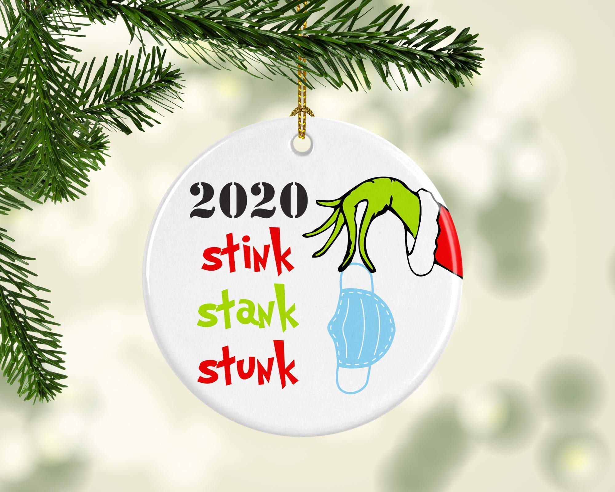 Covid Christmas ornament with humorous 2020 theme