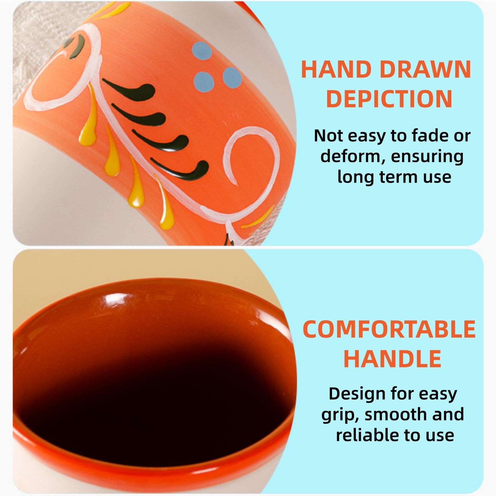 Hand painted clay Covzoe drinking cups