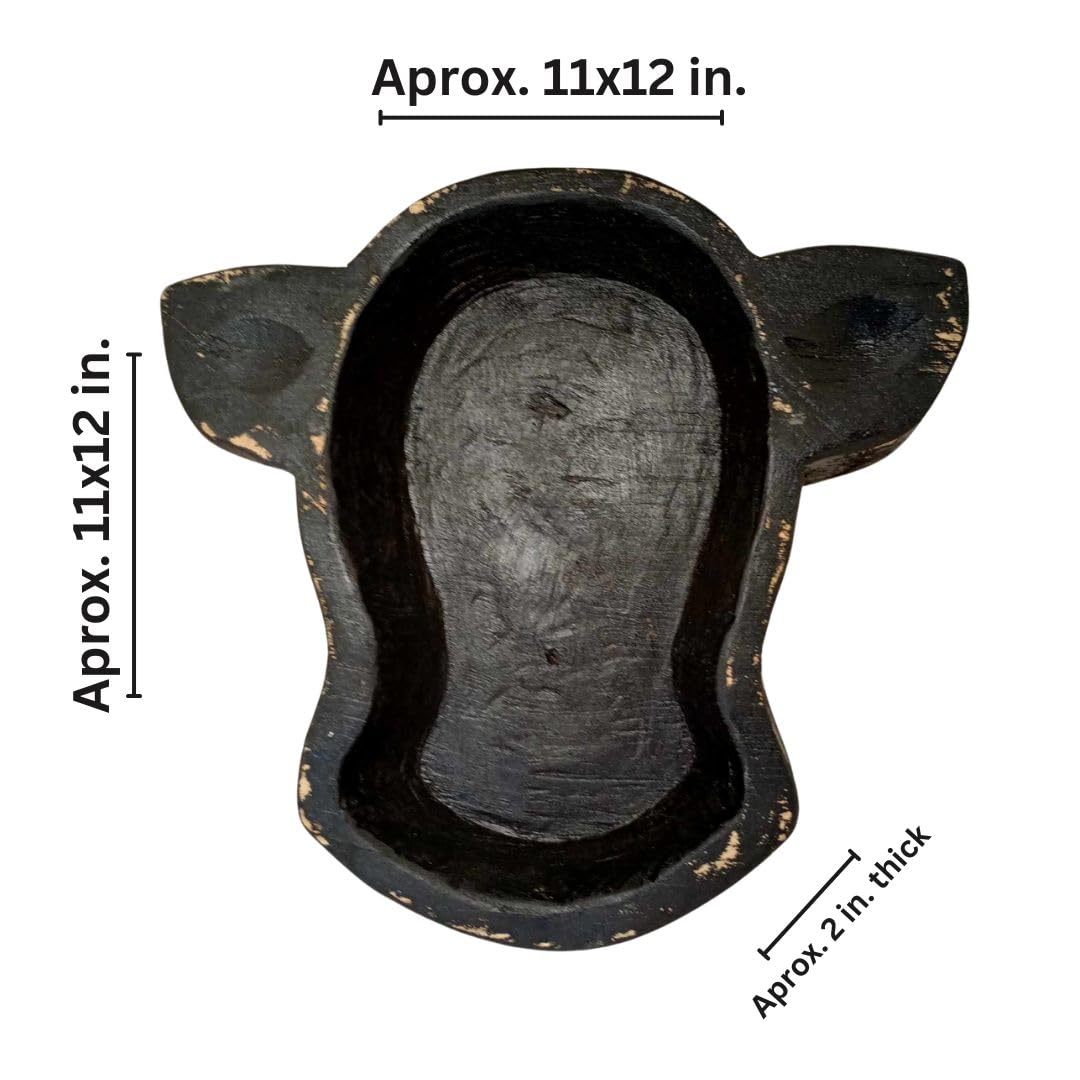 Antique black finish dough bowl made from solid wood