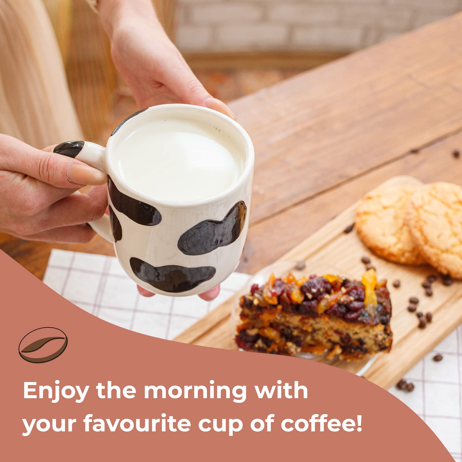 Cute cow print ceramic mug for kitchen or office