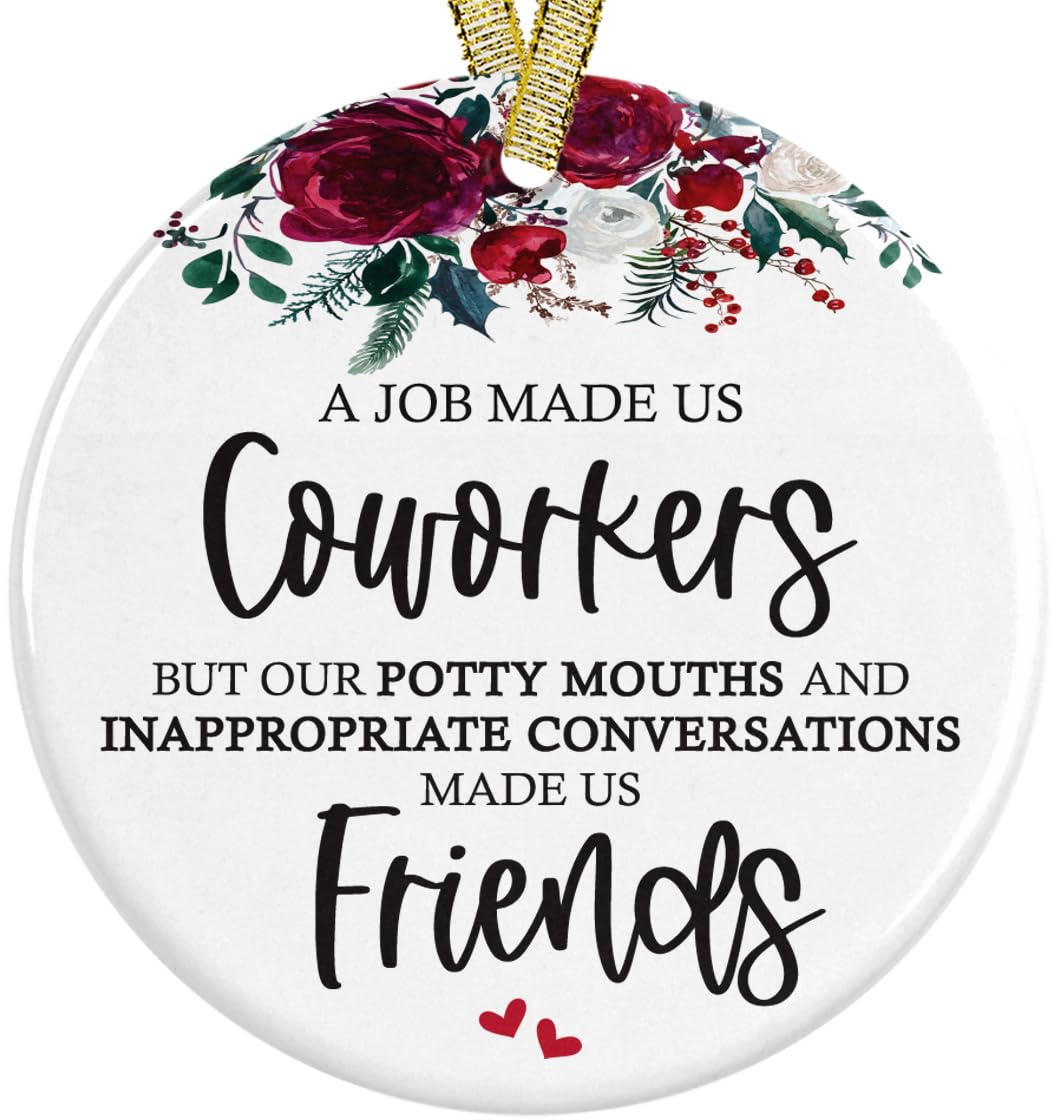 Coworker Friendship Ornament 2025 ceramic ornament front view