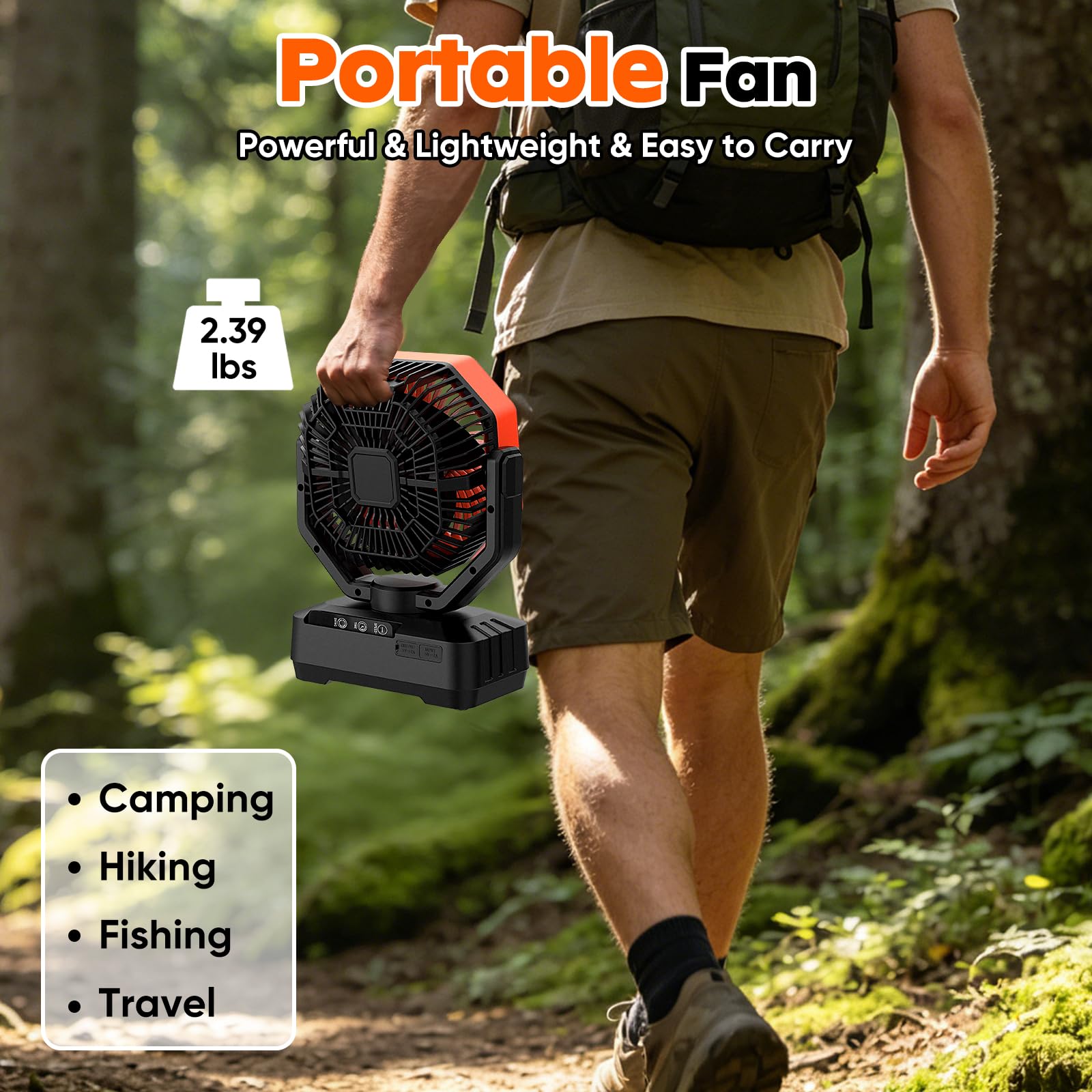 COZII fan with hanging hook and adjustable airflow directions