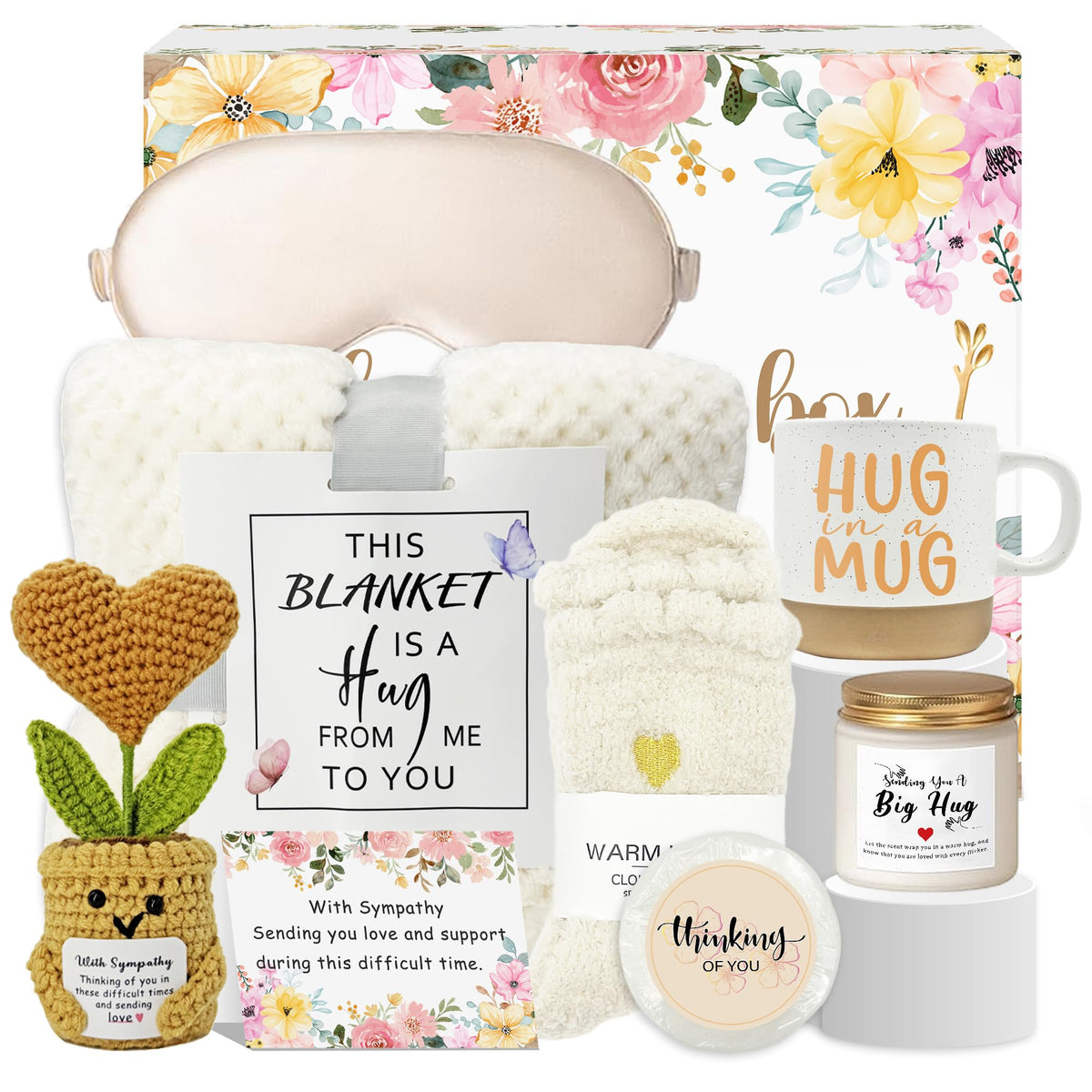 cozy blanket in sympathy gift basket for women