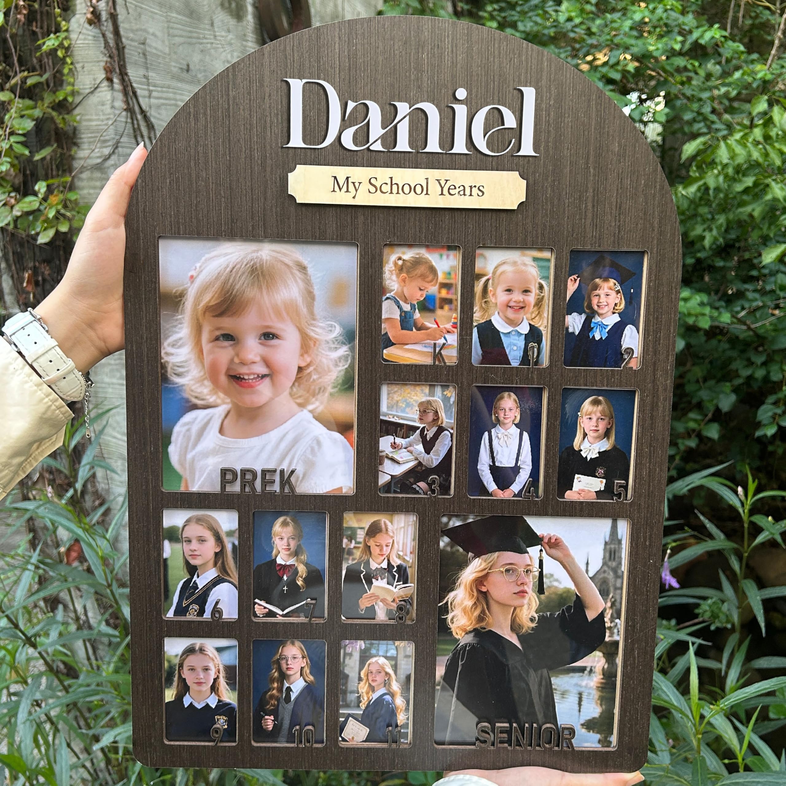 Collage style school years frame for growth memories