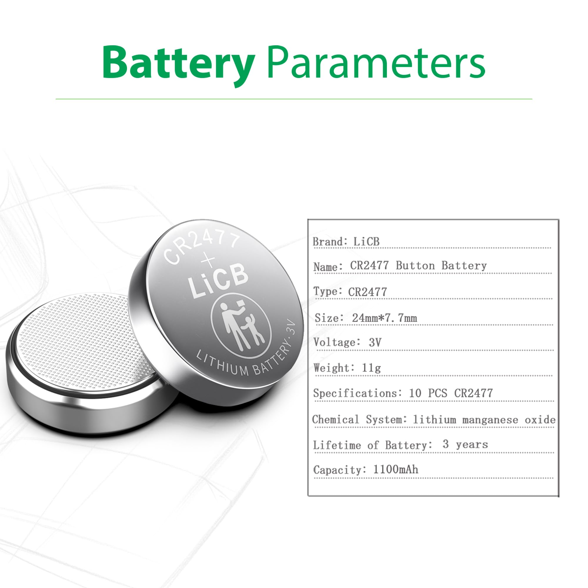 CR2477 3V lithium battery close up