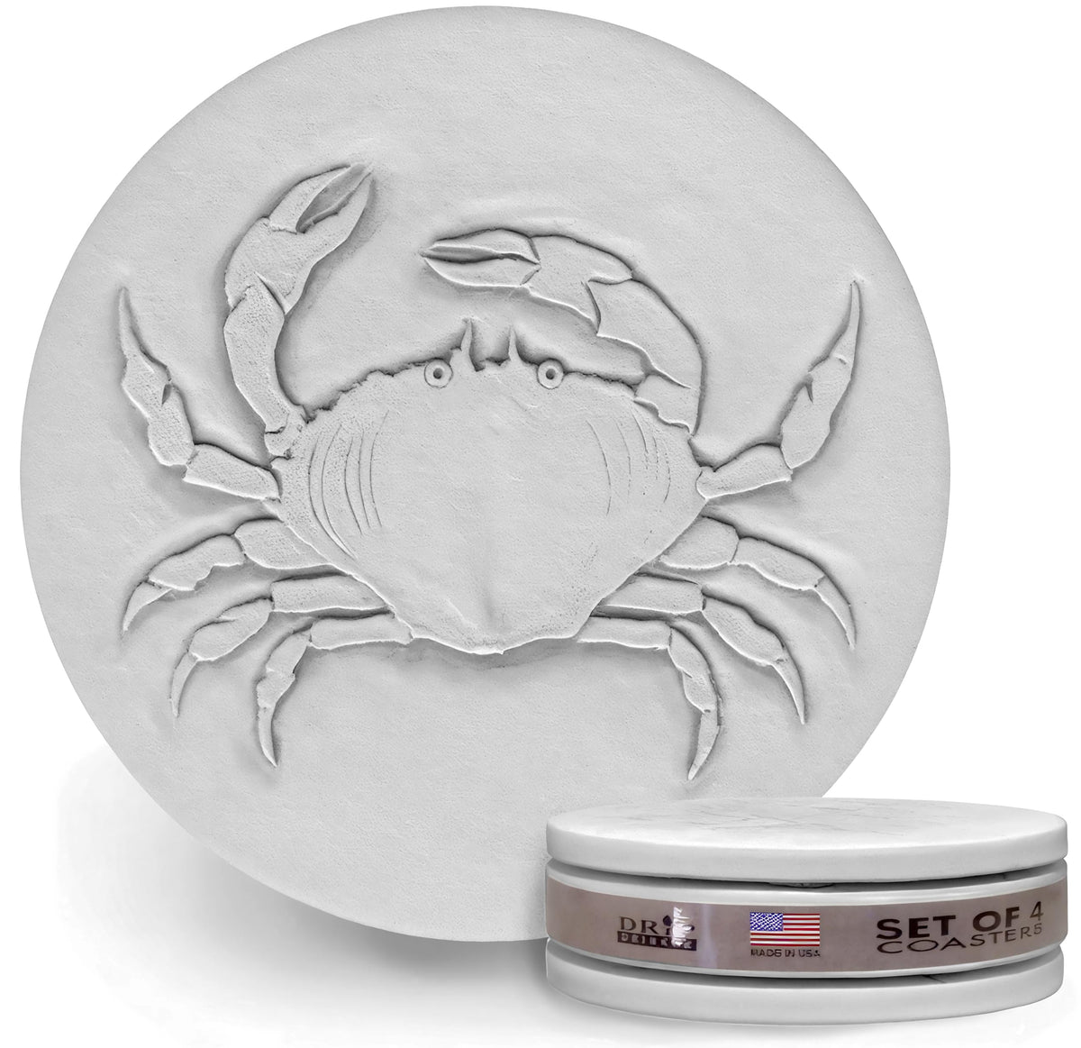 Crab Absorbent Drink Coasters 4 3/8 inch diameter cork feet