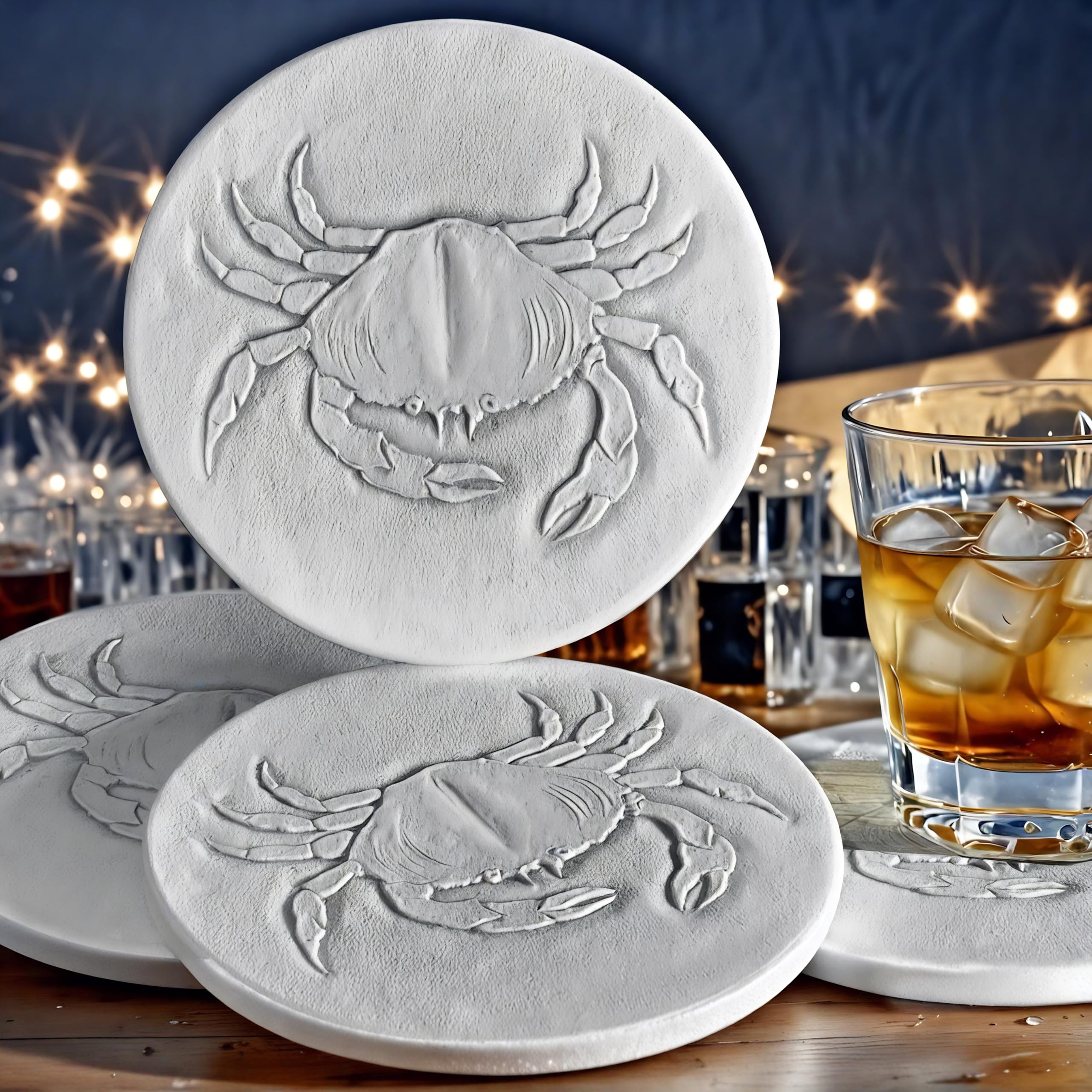 Set of 4 Crab Absorbent Drink Coasters USA made
