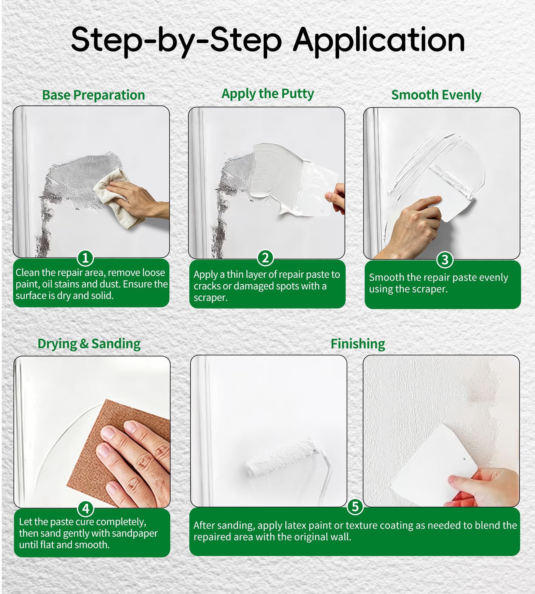 Interior wall repair with 12 OZ paste and smoothing