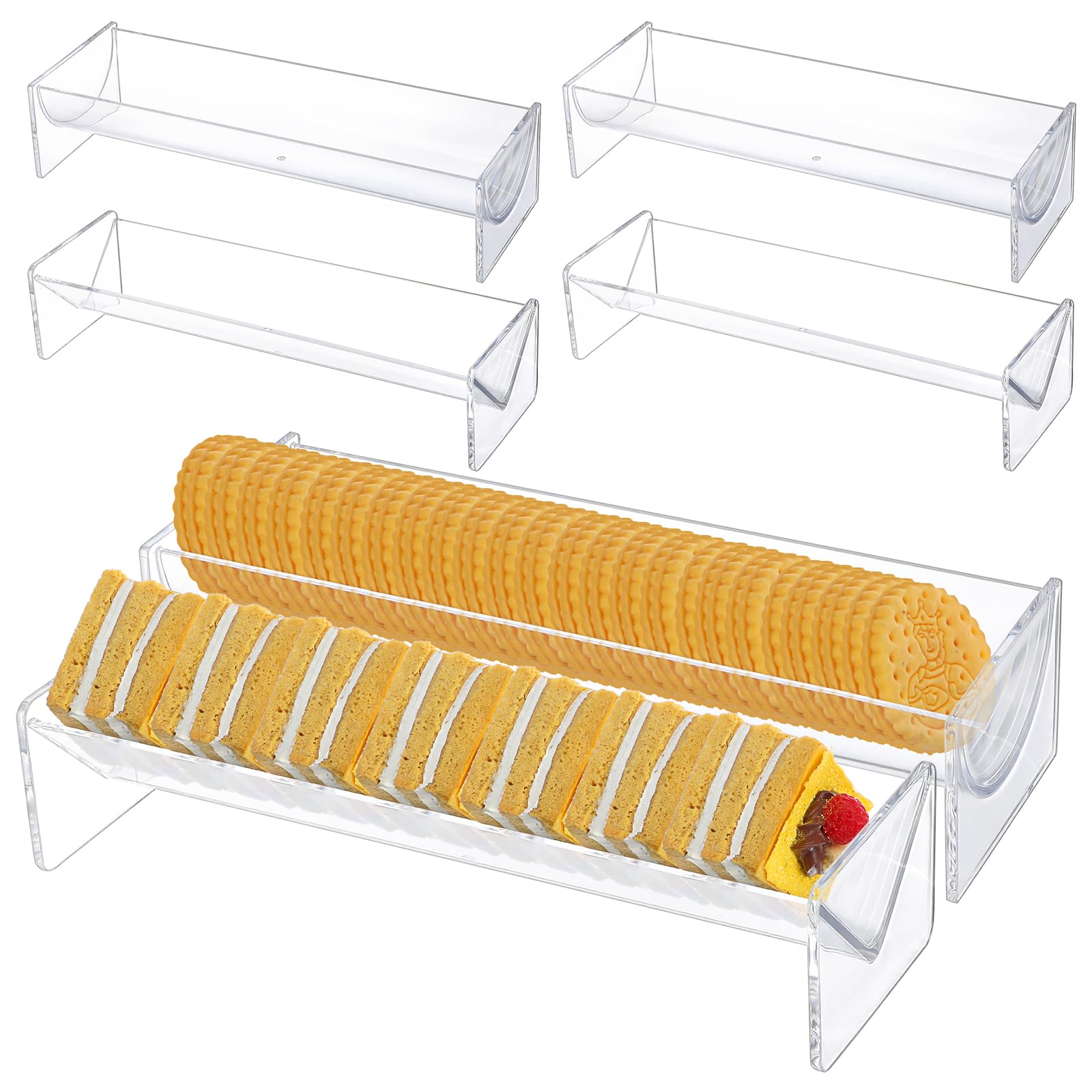 Cracker Tray Set Serving 6 Pack Clear Acrylic U-Shaped and V-Shaped