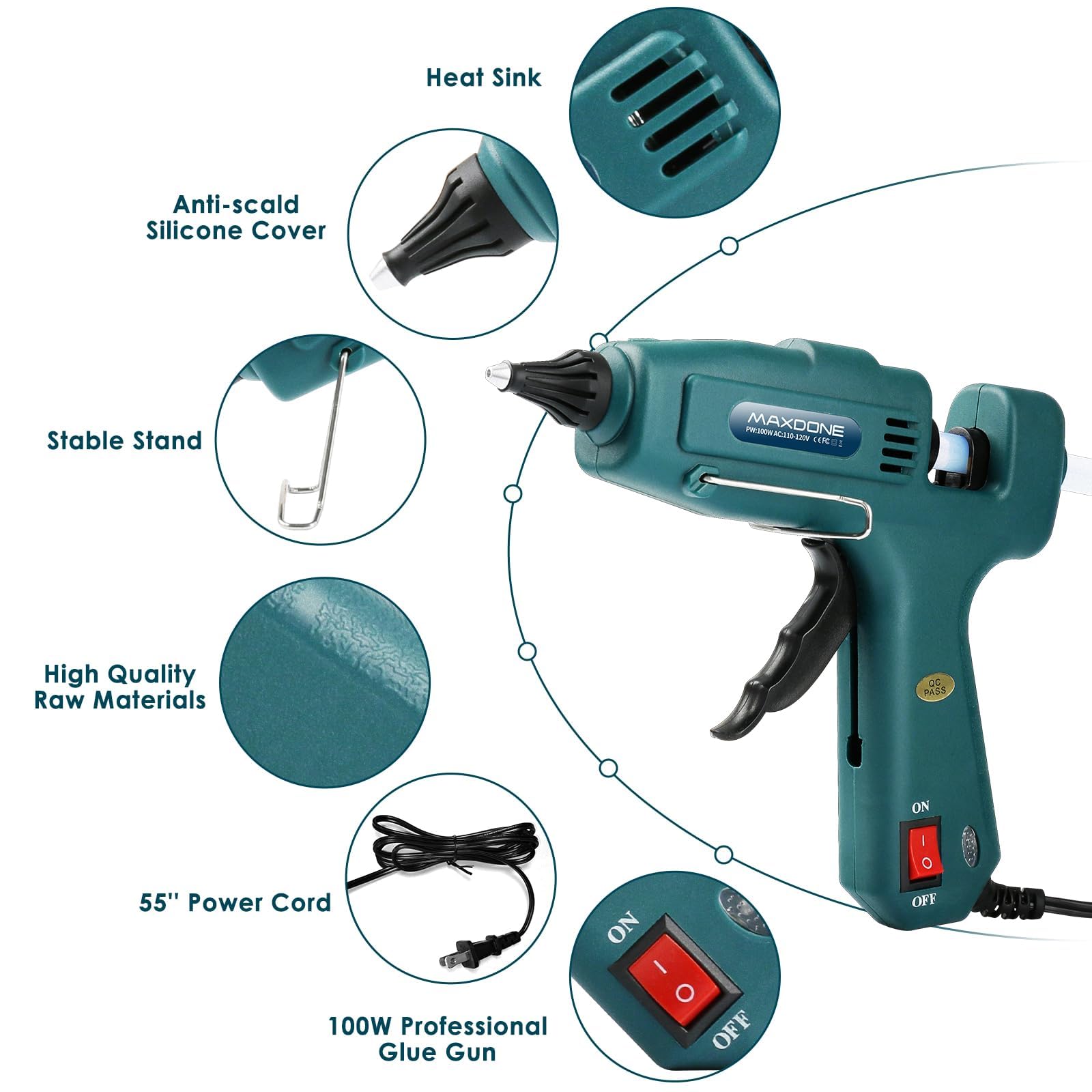 MAXDONE craft glue gun compatible with 0.39-0.43 inch sticks