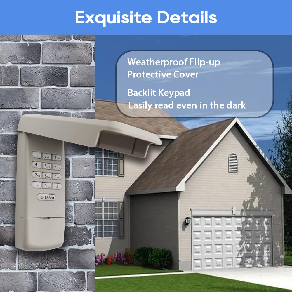 Backlit waterproof keypad suitable for garages