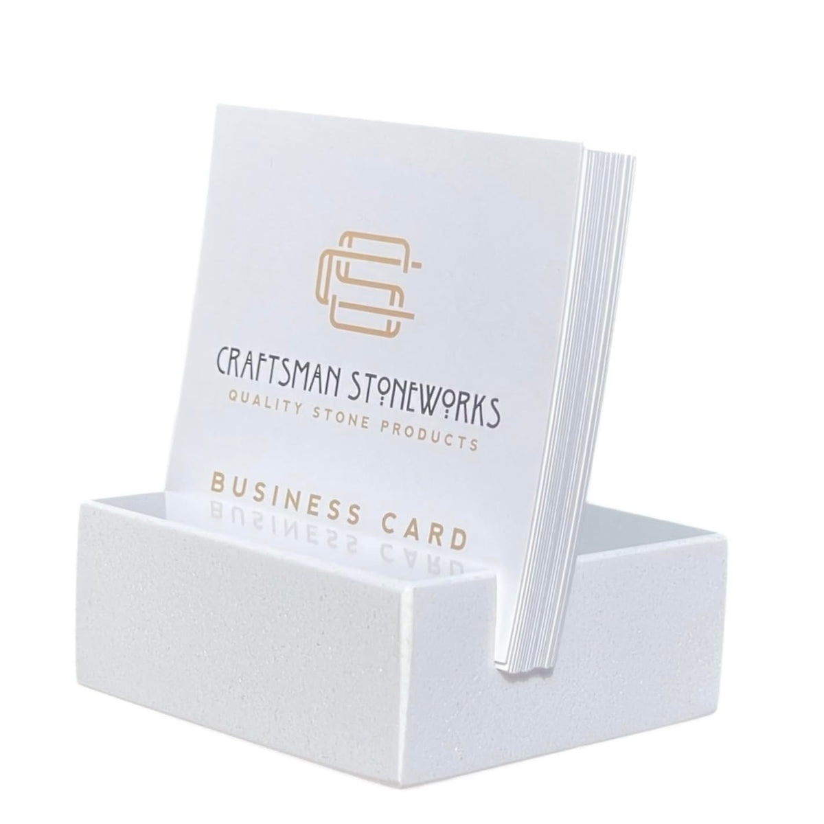 Craftsman Stoneworks white quartz card holder top view