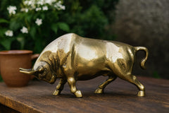 CraftTR Bull Sculpture with premium gold-tone finish on display