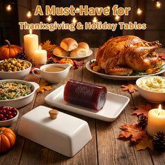 Cranberry sauce bowl with rectangular lid and wooden grip handle