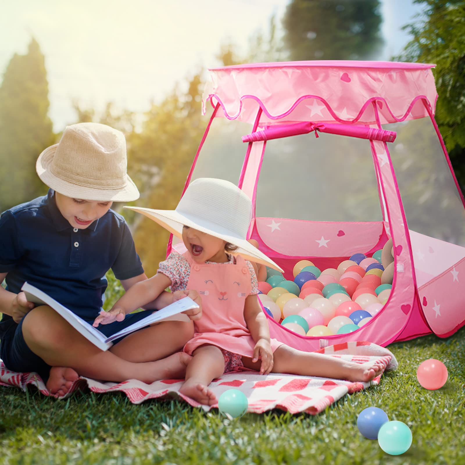 Pink princess tent side mesh panels for airflow