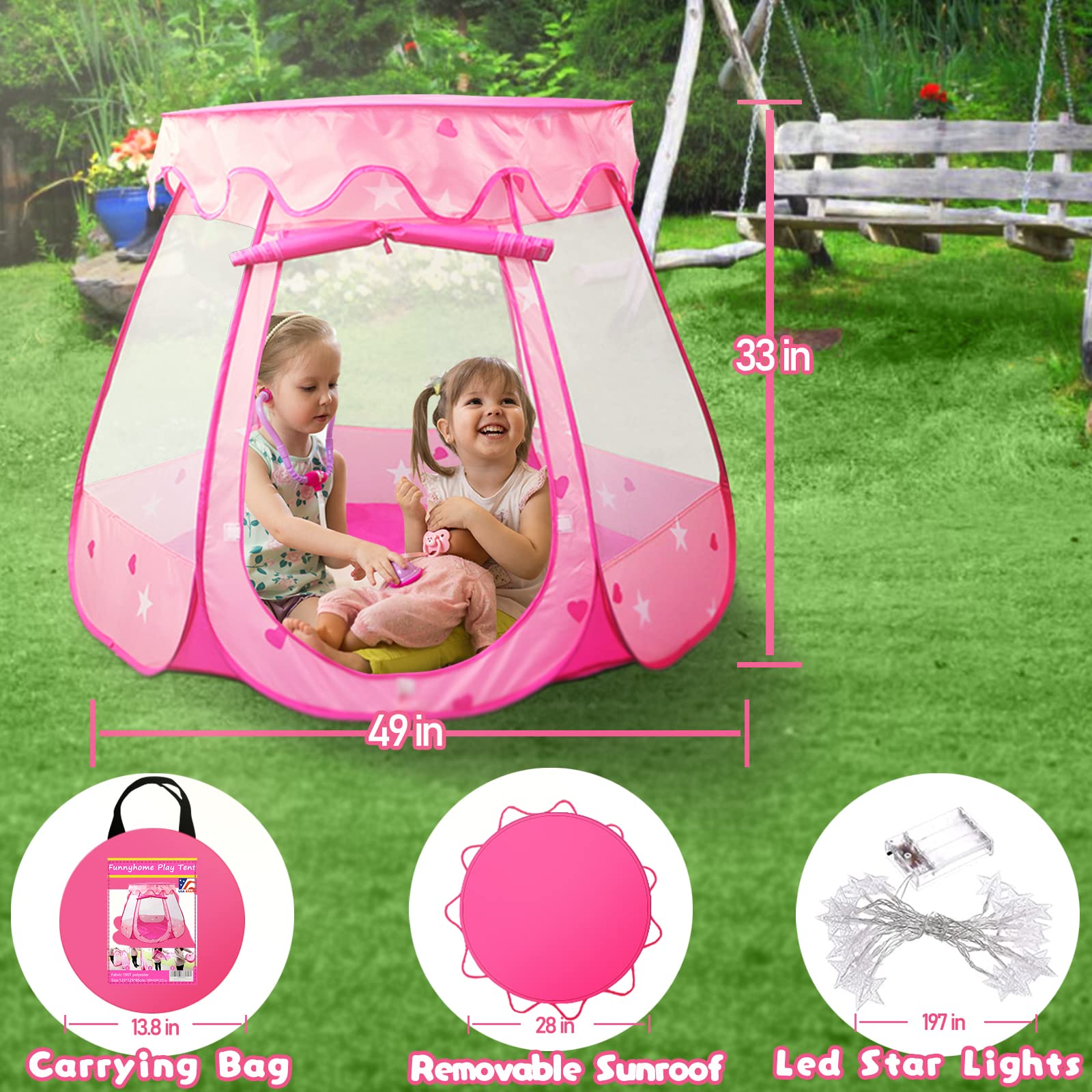 Large pink tent suitable for girls gift