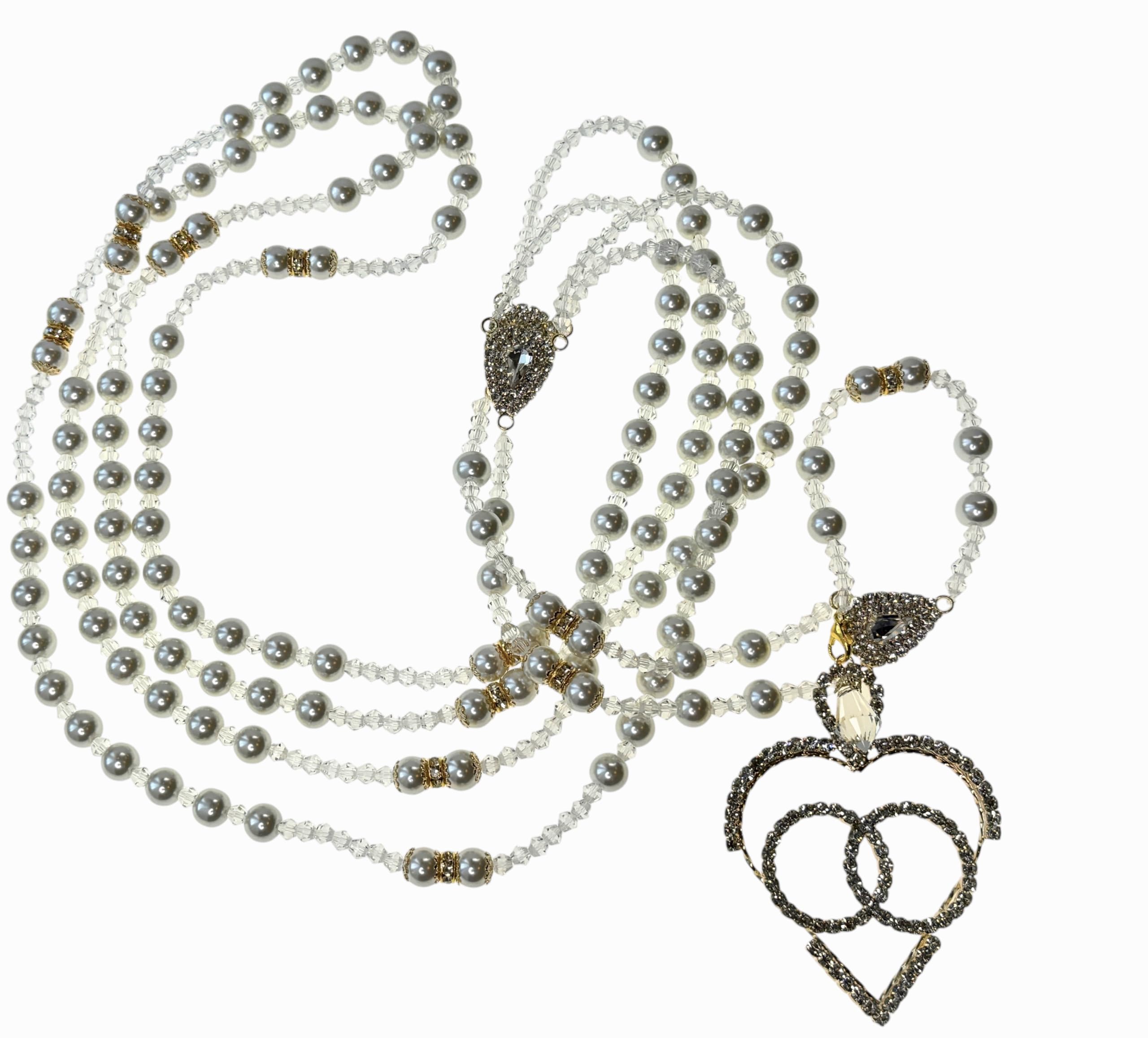 Cream color 10mm crystal pearls with European bicone crystals