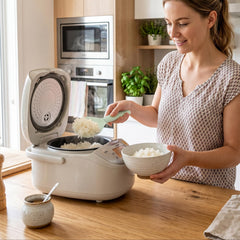 Cream rice spoon with smooth nonstick edge design