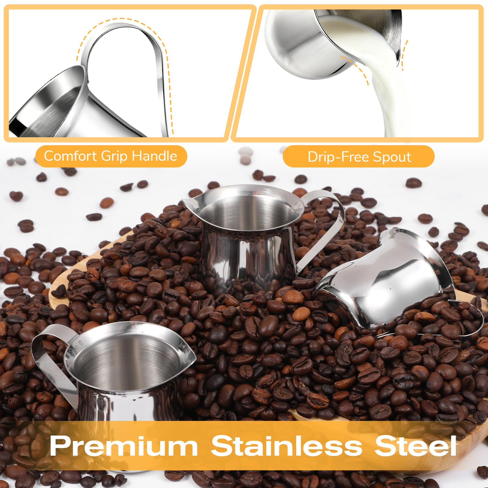 Stainless steel creamer pitcher handle design