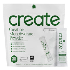 Create Creatine Monohydrate Powder unflavored 30 single-serve pack label