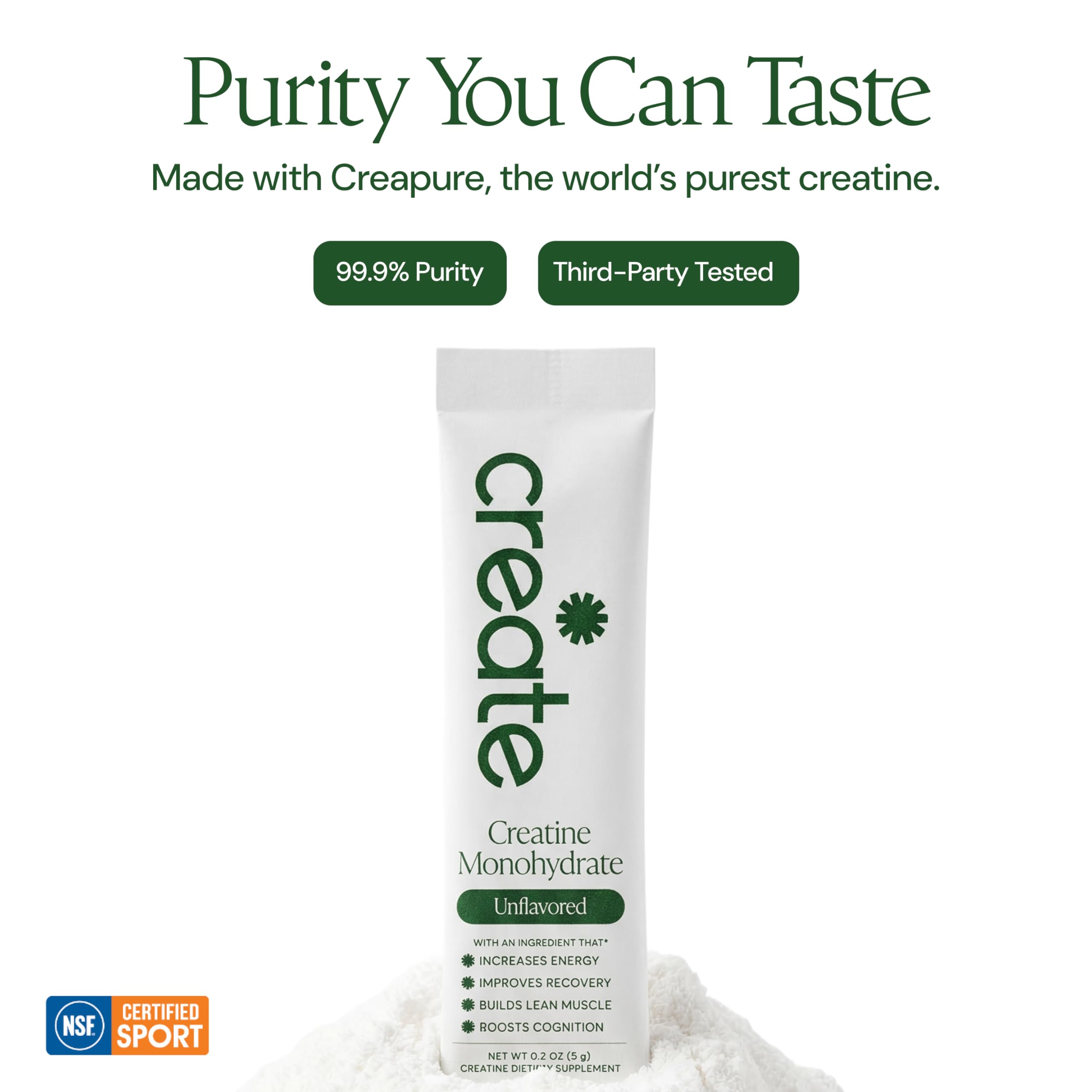 Creapure NSF certified creatine monohydrate powder travel stick
