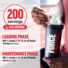 Unflavored creatine powder label closeup