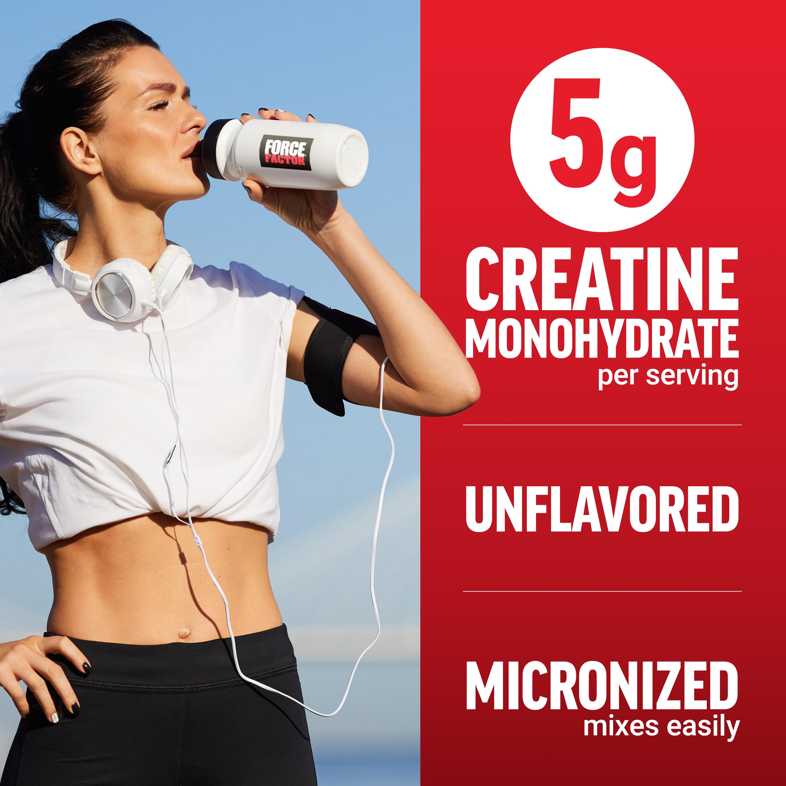 Made in USA label on Force Factor Creatine Monohydrate Powder