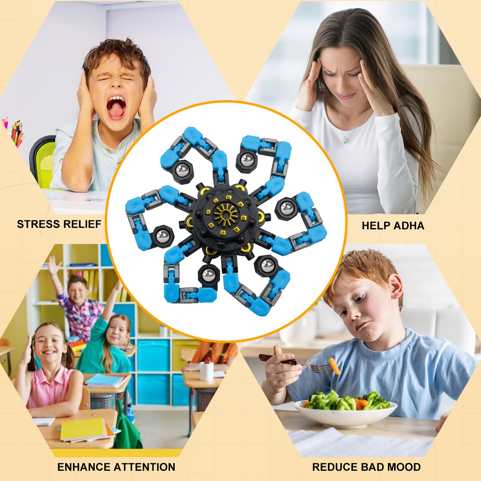 Creativity in action with transformable fidget spinner shapes