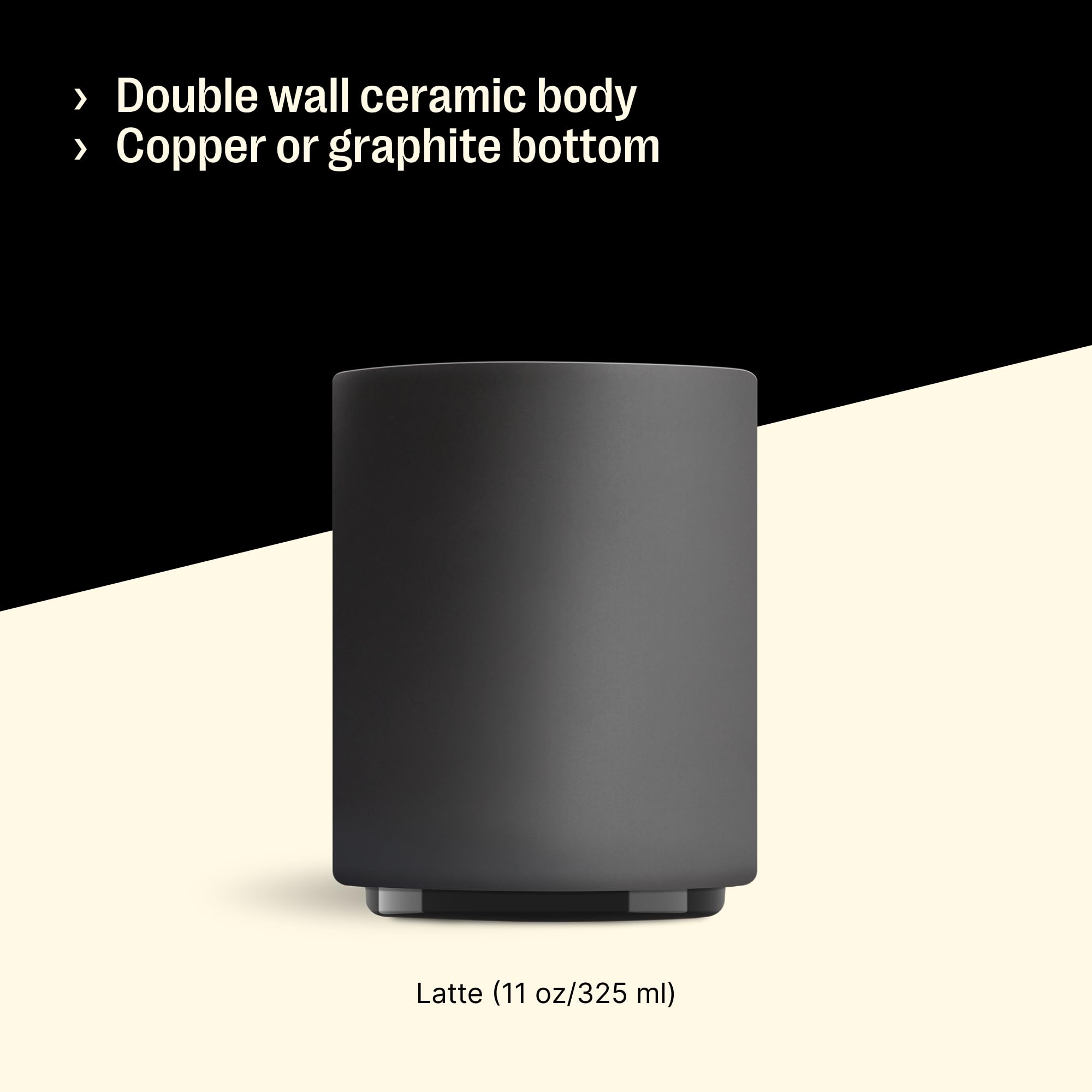 Interior curvature lifts crema Monty latte art cup