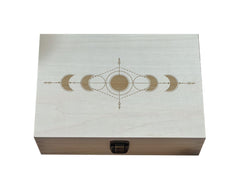 Crescent Moon Box exterior with Moon Phase engraving