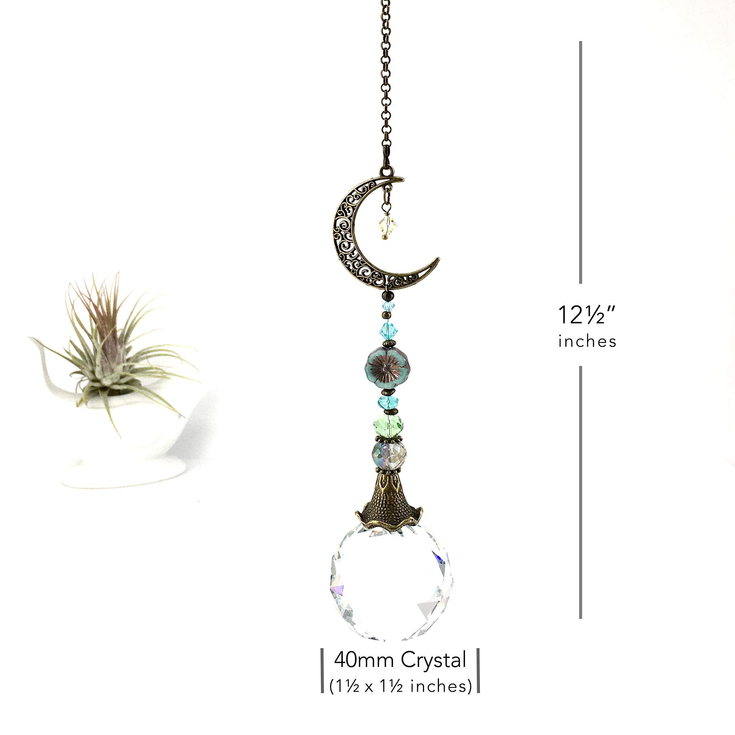 Crescent Moon Crystal Sun Catcher 40mm close up