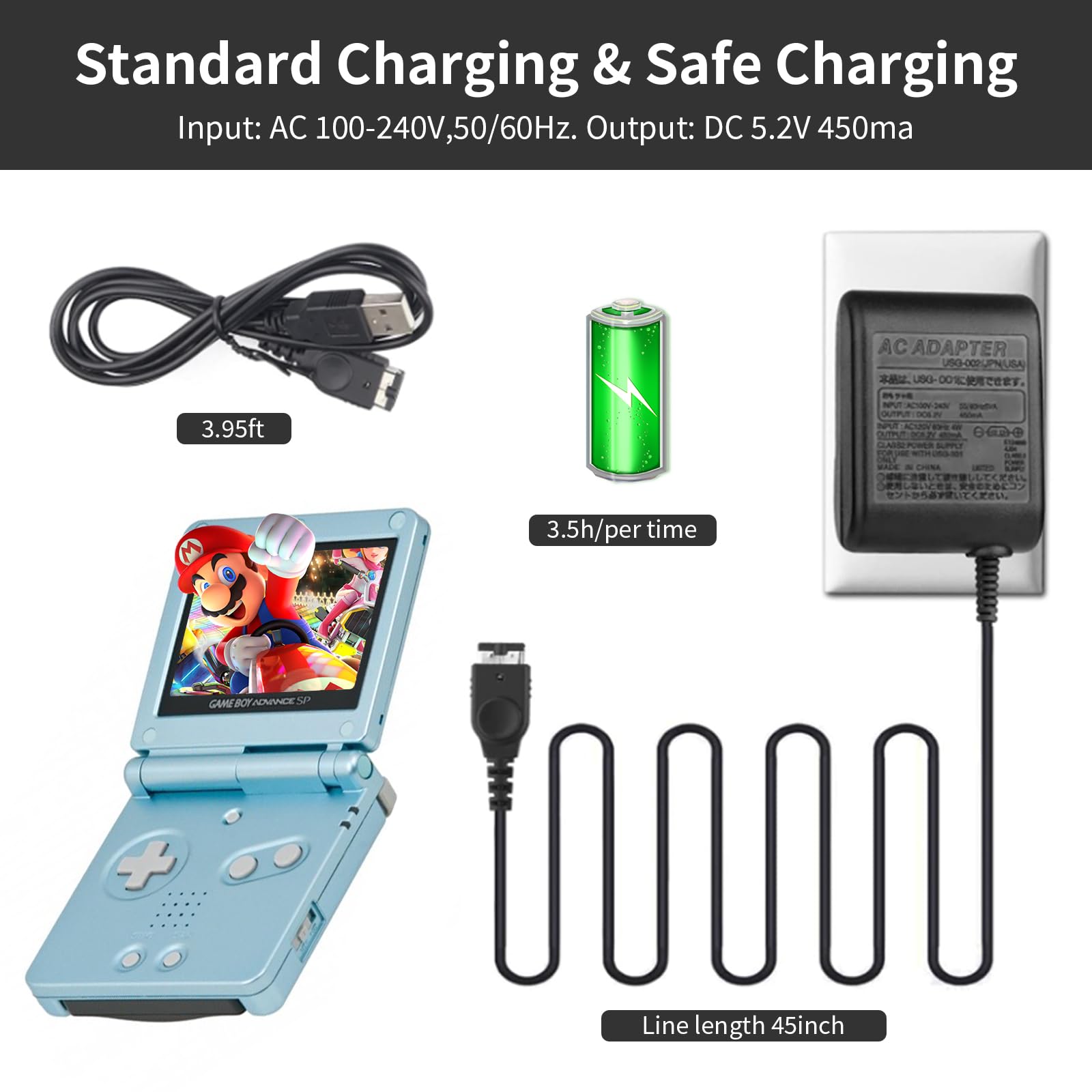 Compact lightweight Critin charger for DS Game Boy Advance SP