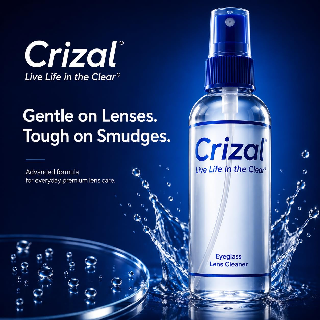 Crizal Eyeglass Cleaner Spray 4 Pack packaging image