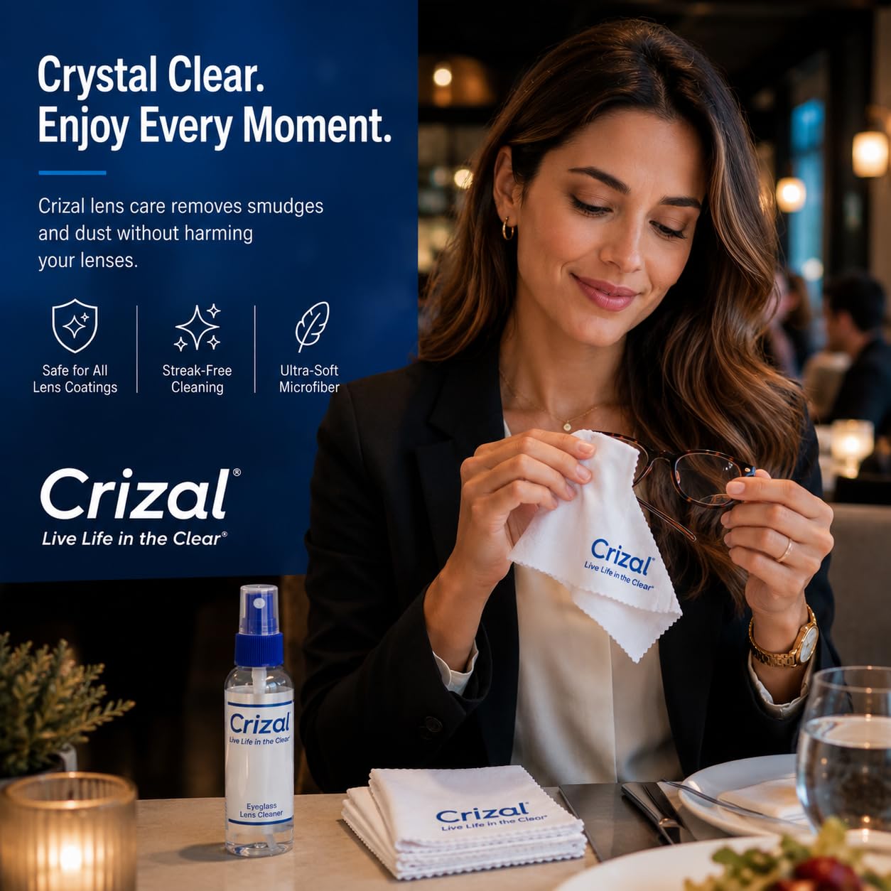 Crizal eyewear cleaner spray at home setting
