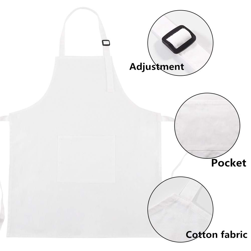 White 100 percent cotton CRJHNS kids apron laid flat showing pocket and ties