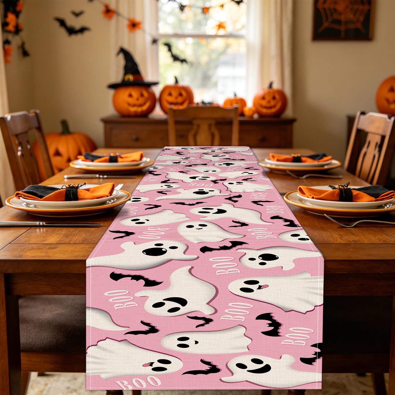 Croar holiday table decor runner pink burlap