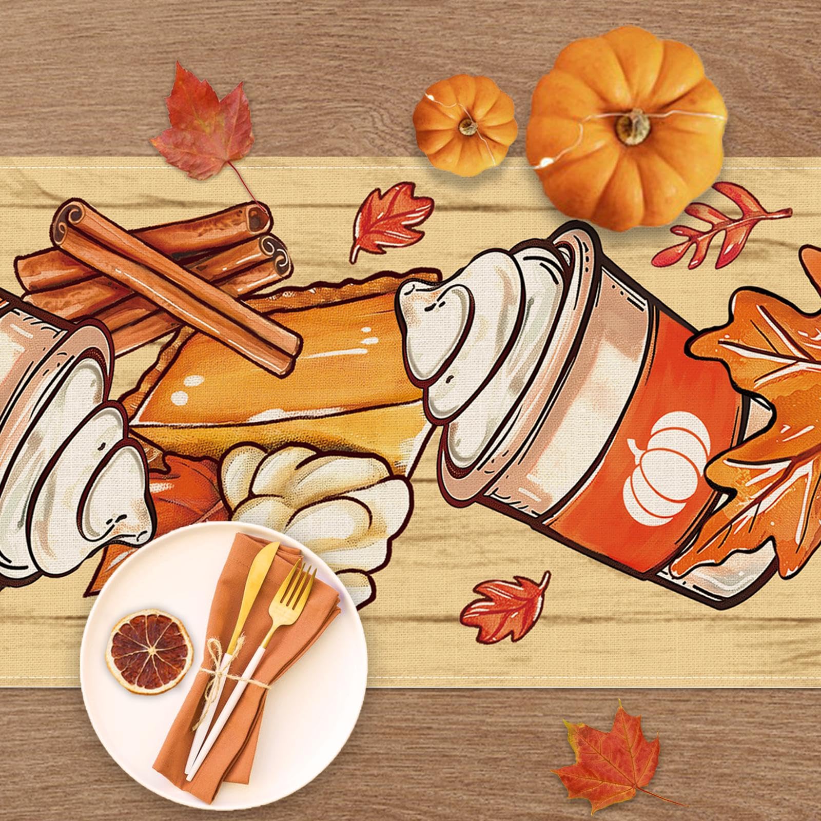 Croar burlap style table runner for Thanksgiving decor