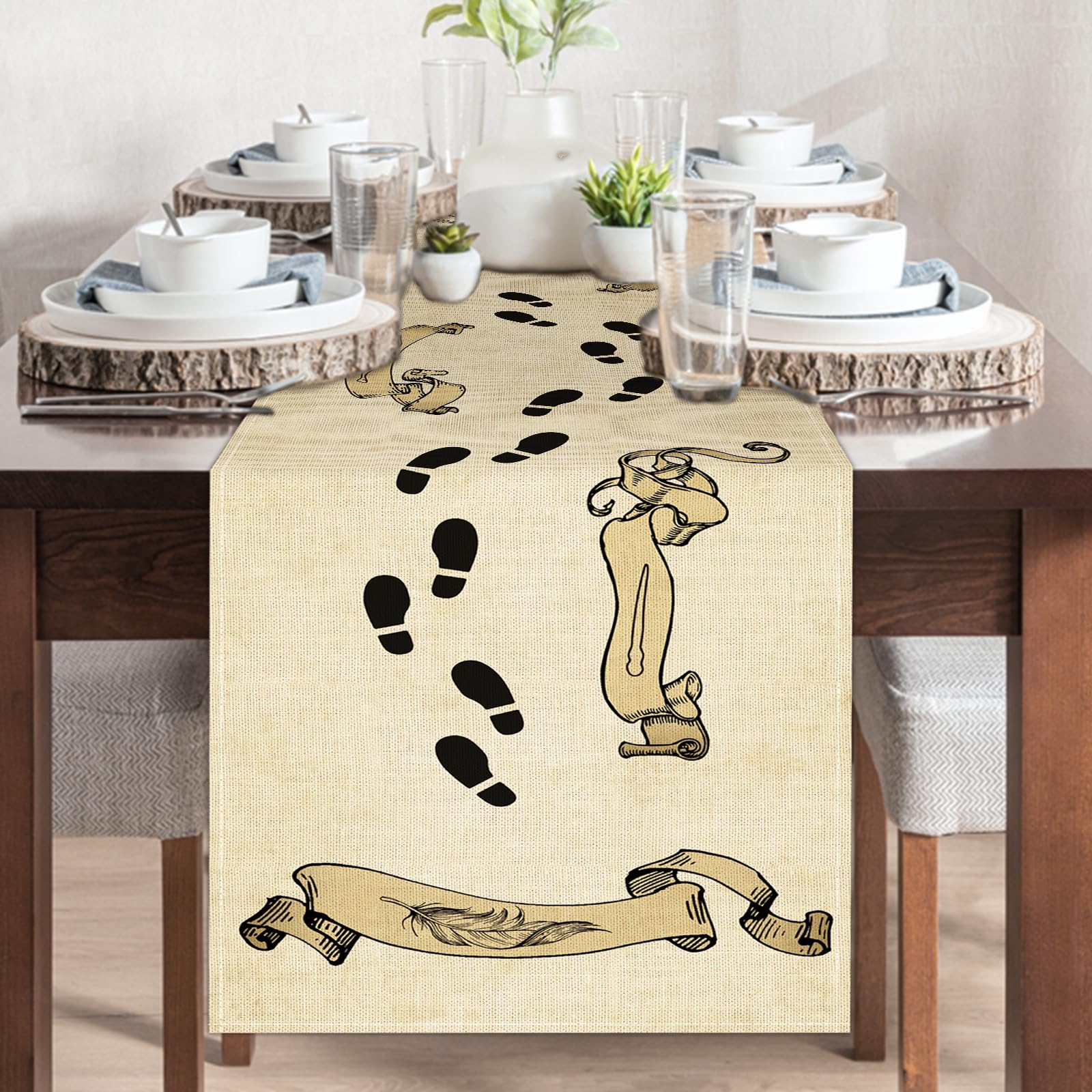 Table runner in use on dining table sideboard or buffet