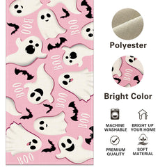 Croar Halloween Ghost Boo Dining Table Runner pink burlap 13x72