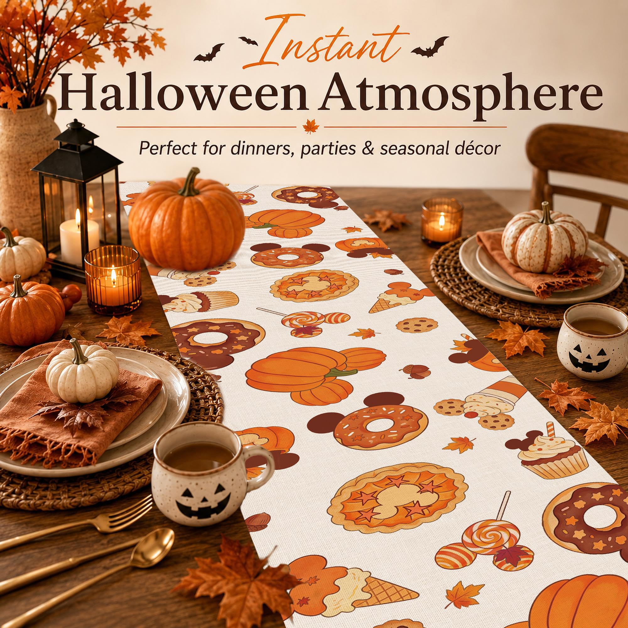 Seasonal table runner used for holiday meals